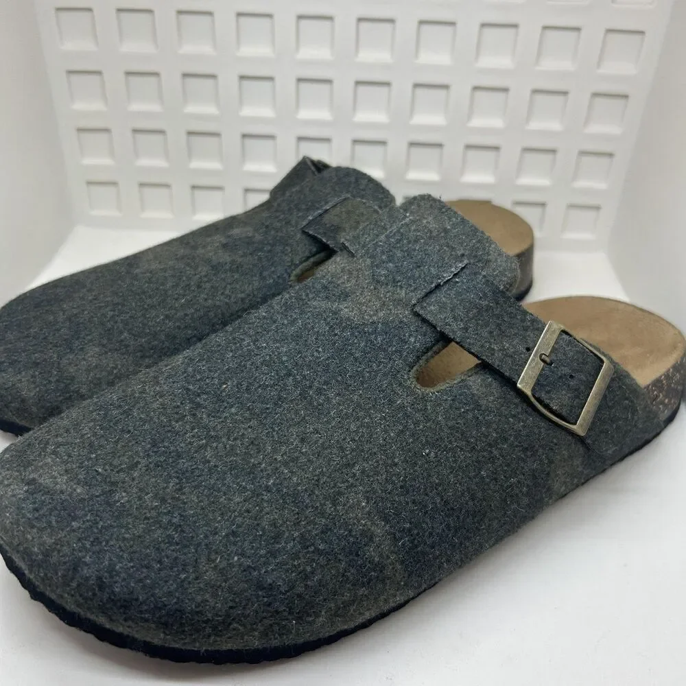 Camo Clog Shoes Mens Size‎ 11 Gray Buckle Cork Footbed Slip On Slippers Comfort